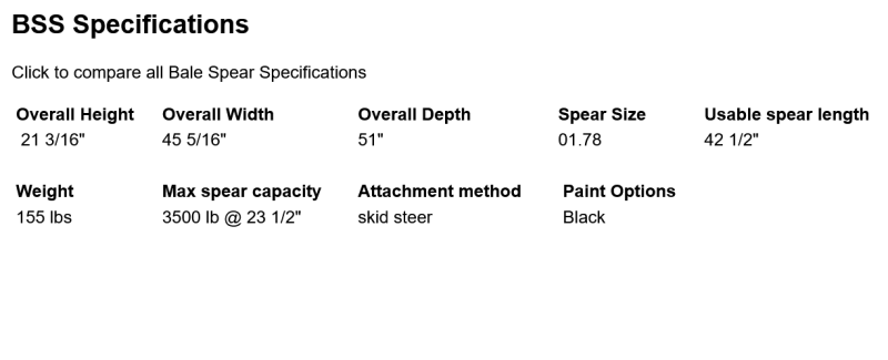 skid steer single spear hay implement